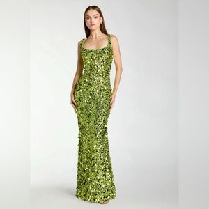 NWT Mac Duggal Sleeveless Paillette Sequin Column Gown